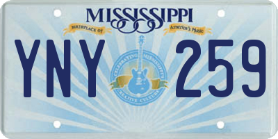 MS license plate YNY259