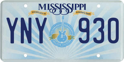 MS license plate YNY930