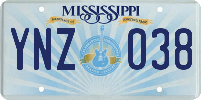 MS license plate YNZ038