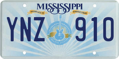 MS license plate YNZ910