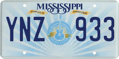 MS license plate YNZ933