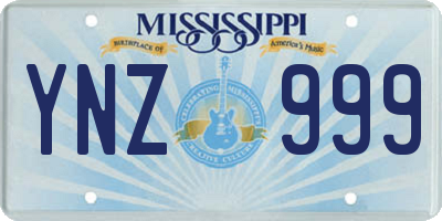 MS license plate YNZ999