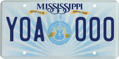 MS license plate YOA000
