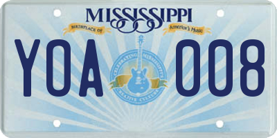 MS license plate YOA008