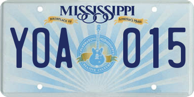 MS license plate YOA015