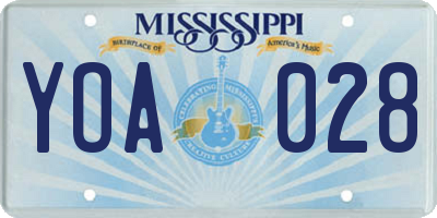 MS license plate YOA028