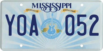 MS license plate YOA052