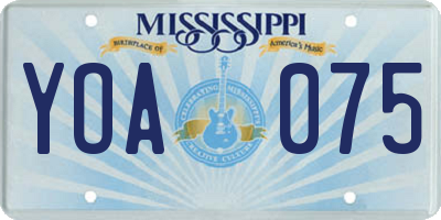 MS license plate YOA075