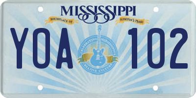 MS license plate YOA102