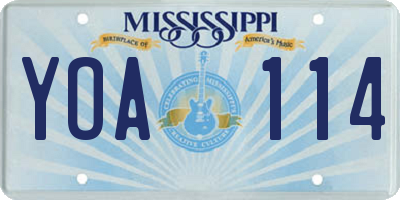 MS license plate YOA114