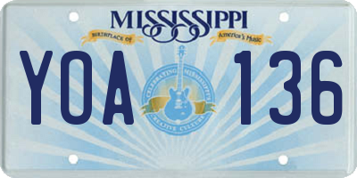 MS license plate YOA136