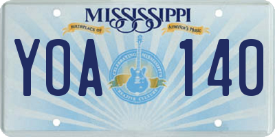MS license plate YOA140