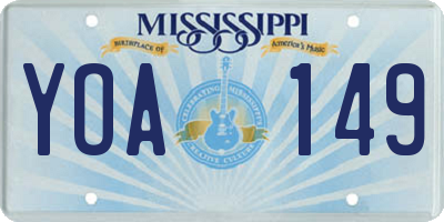 MS license plate YOA149