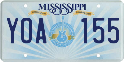 MS license plate YOA155