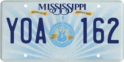 MS license plate YOA162
