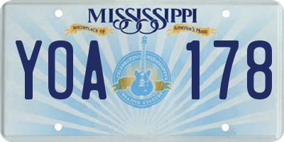 MS license plate YOA178