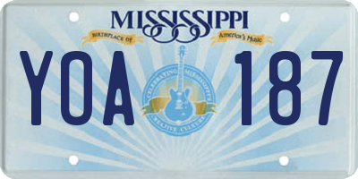 MS license plate YOA187