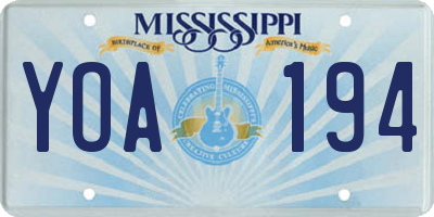 MS license plate YOA194