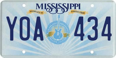 MS license plate YOA434