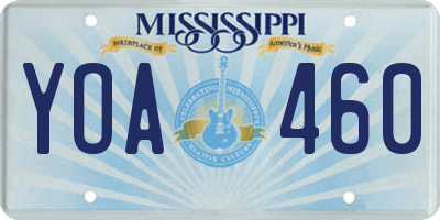 MS license plate YOA460