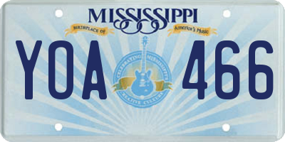 MS license plate YOA466