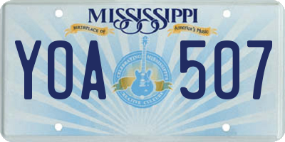 MS license plate YOA507