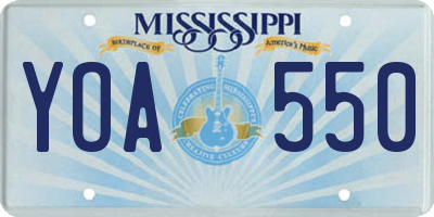 MS license plate YOA550