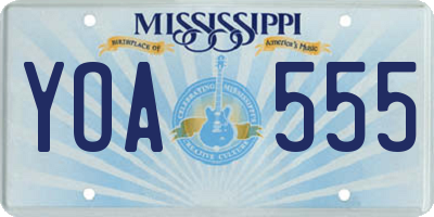 MS license plate YOA555