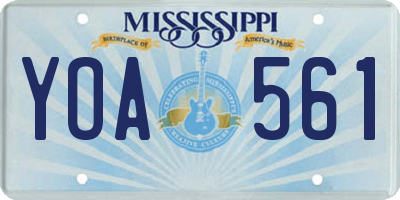 MS license plate YOA561