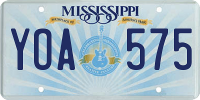 MS license plate YOA575