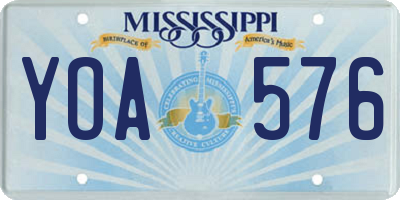 MS license plate YOA576