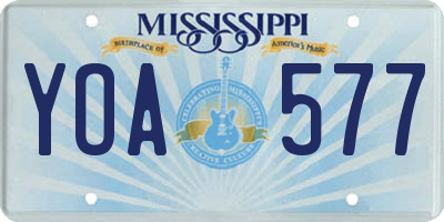 MS license plate YOA577