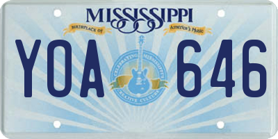 MS license plate YOA646