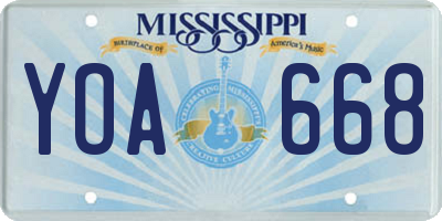 MS license plate YOA668