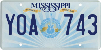 MS license plate YOA743