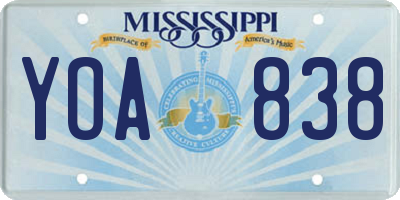 MS license plate YOA838