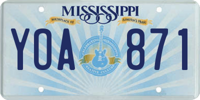 MS license plate YOA871