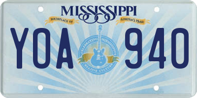 MS license plate YOA940