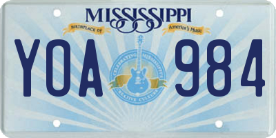 MS license plate YOA984