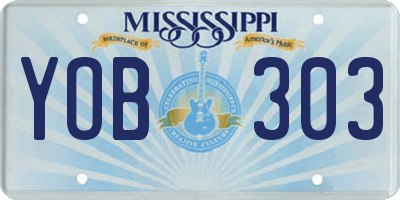MS license plate YOB303