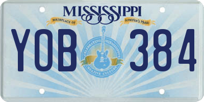 MS license plate YOB384