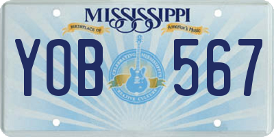 MS license plate YOB567