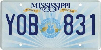 MS license plate YOB831
