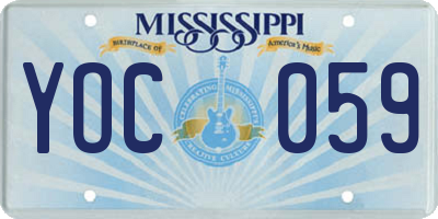 MS license plate YOC059