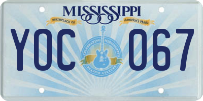 MS license plate YOC067