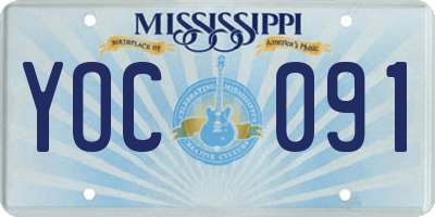 MS license plate YOC091