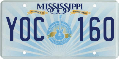 MS license plate YOC160