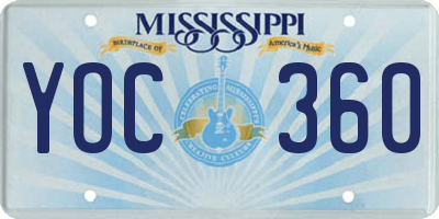 MS license plate YOC360