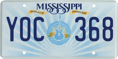 MS license plate YOC368