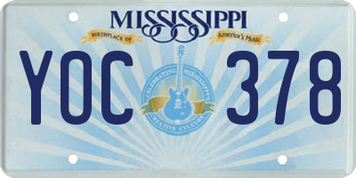 MS license plate YOC378
